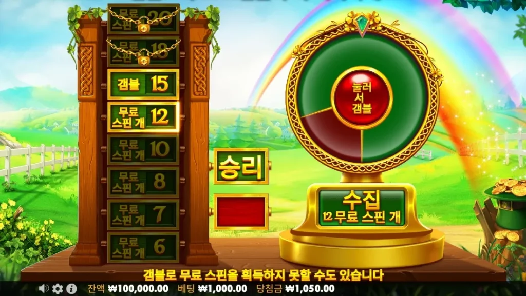 와일드 와일드 리치 메가웨이즈 프리 스핀 갬블 화면