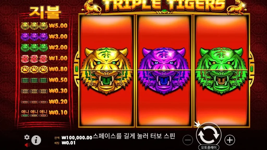 트리플 타이거즈(Triple Tigers) 게임 화면