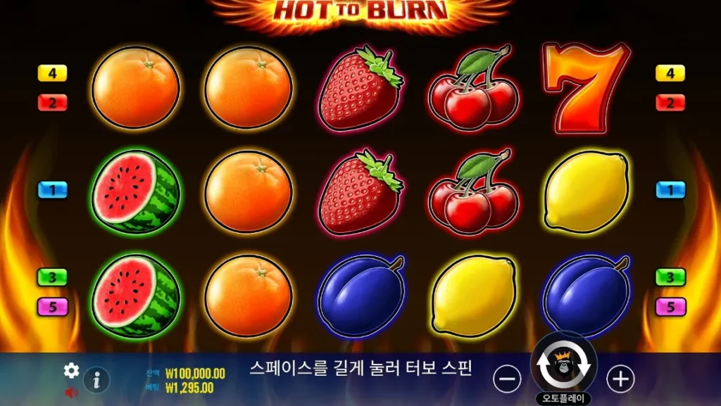 핫 투 번(Hot to Burn) 슬롯 화면